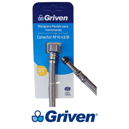 MANGUERA FLEXIBLE PARA GRIFO MONOMANDO M10 X 3/8 IN DE 30 IN GV-HSB76-3-8 GRIVEN