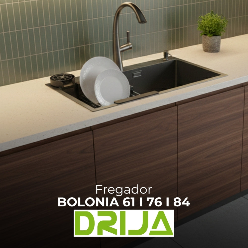 FREGADOR DRIJA SENCILLO DE ACERO INOXIDABLE SATINADO 84CM DE LUJO (BOLONIA 84)