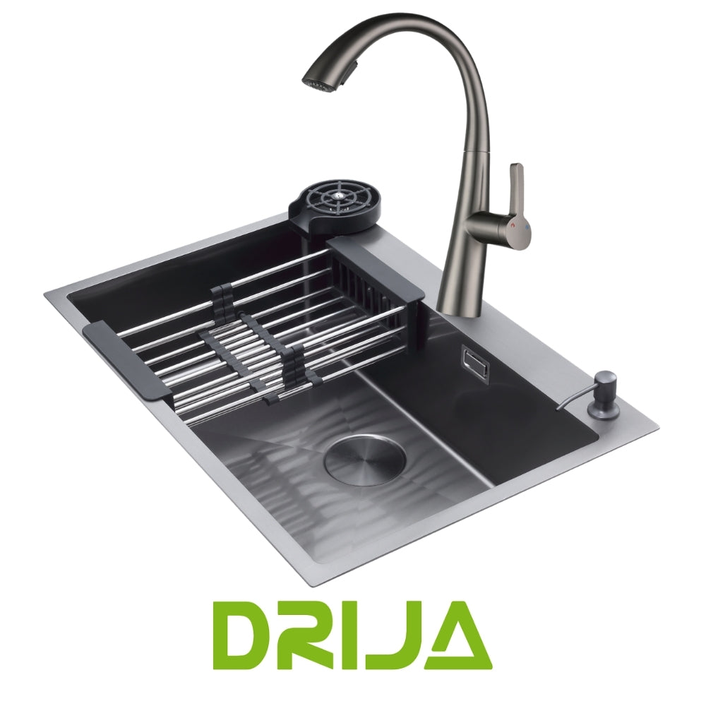 FREGADOR DRIJA SENCILLO DE ACERO INOXIDABLE SATINADO 84CM DE LUJO (BOLONIA 84)