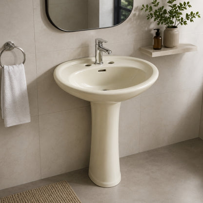 LAVAMANOS CON PEDESTAL CREMA HUIDA