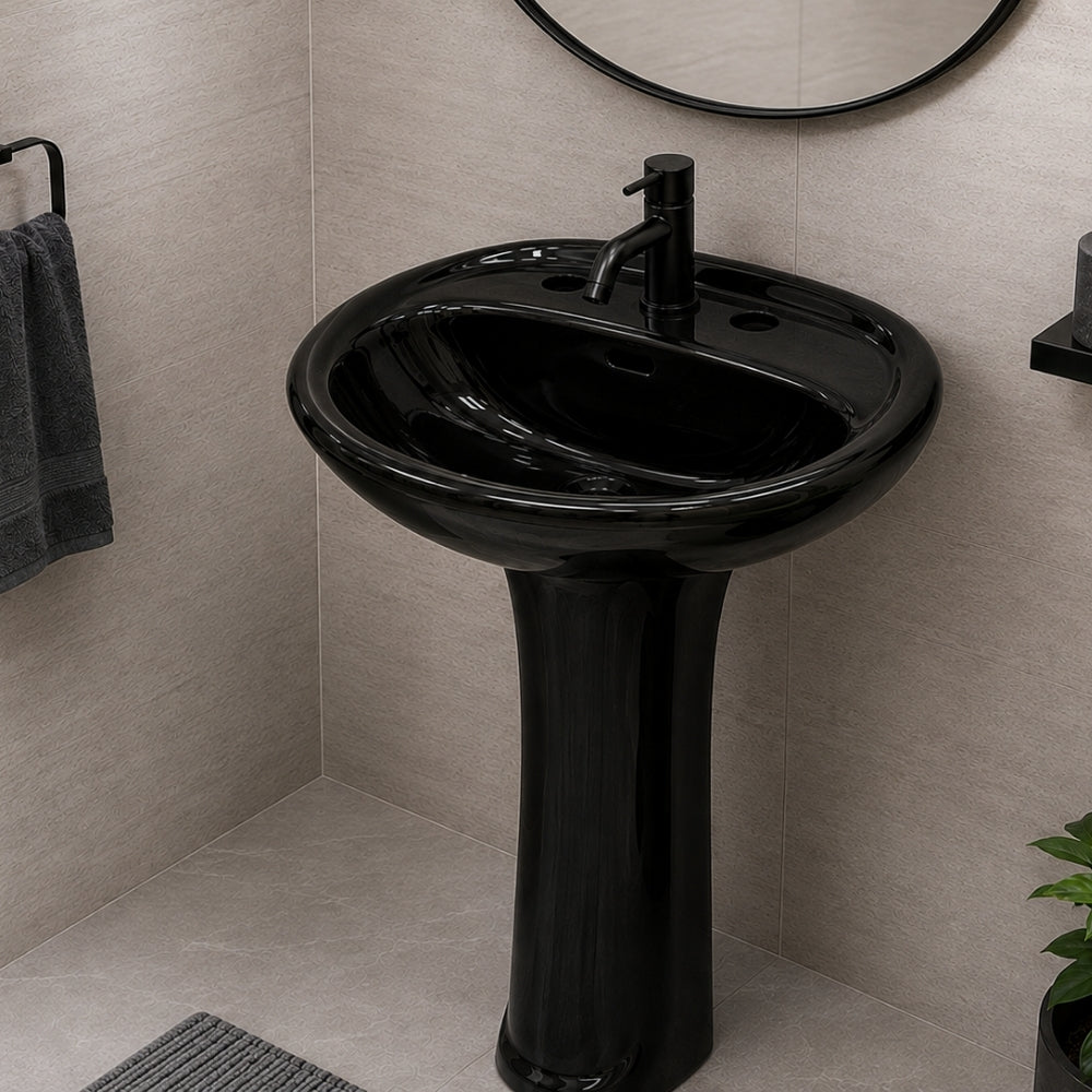 LAVAMANOS CON PEDESTAL NEGRO HUIDA