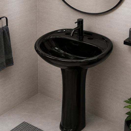 LAVAMANOS CON PEDESTAL NEGRO HUIDA