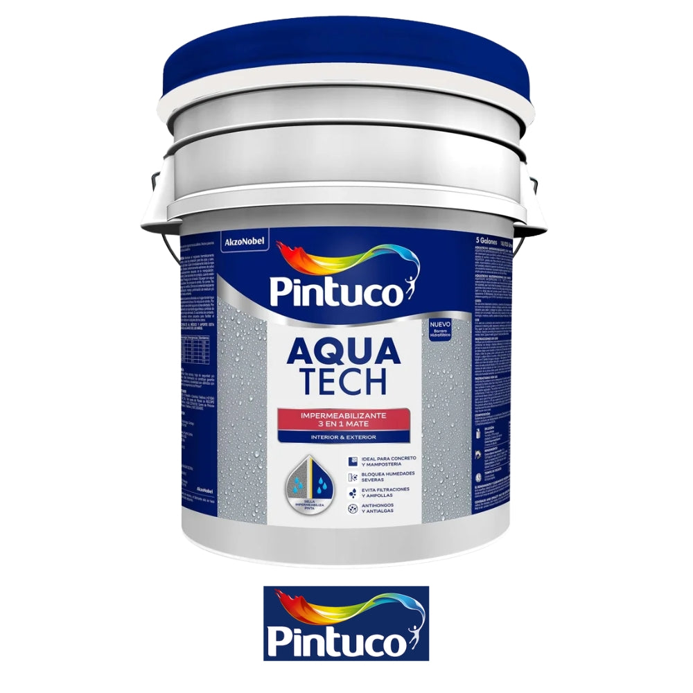 AQUATECH  IMPERMEABILIZANTE PARED MATE BLANCO 7225 5 GL (18.925L) 5958785 PINTUCO