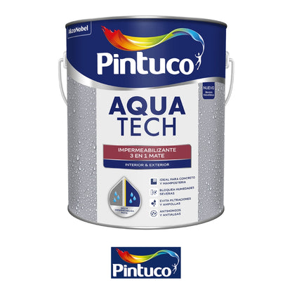 AQUATECH IMPERMIABILIZANTE PARED MATE BASE WHITE 1 GL (3.785L) 5958791  PINTUCO