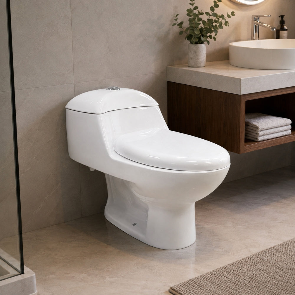 INODORO UNA PIEZA ELONGADO COLOR BLANCO BALTIC SR-1002
