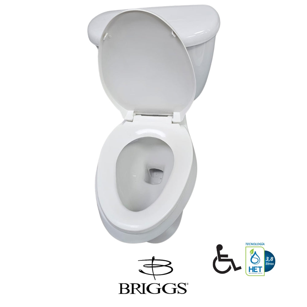 INODORO DOS PIEZAS ELONGADO COLOR BLANCO MAXIMA PLUS BRIGGS