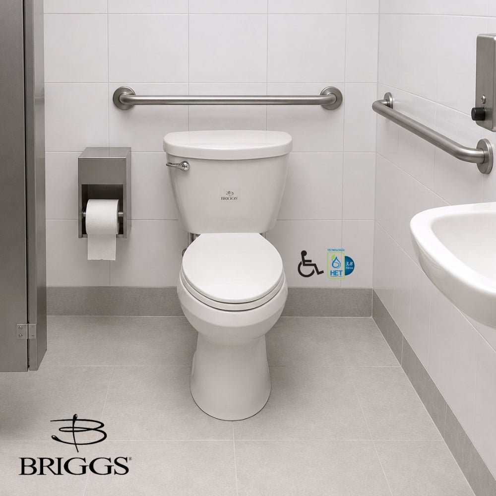 INODORO DOS PIEZAS ELONGADO COLOR BLANCO MAXIMA PLUS BRIGGS