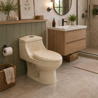 INODORO UNA PIEZA ELONGADO COLOR BEIGE BALTIC OCEANUS SR-1001