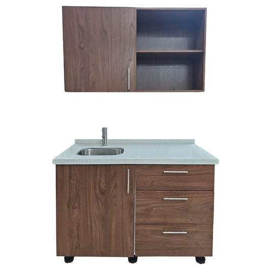 MUEBLE DE COCINA CON FREGADOR Y GABINETE AEREOS COLOR CHOCOLATE YKL-CG-15/TH2215 IZQUIERDO 1.20M