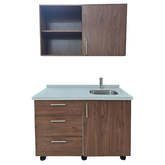MUEBLE DE COCINA CON FREGADOR Y GABINETE AEREOS COLOR CHOCOLATE YKL-CG-15/TH2215 DERECHO 1.20M
