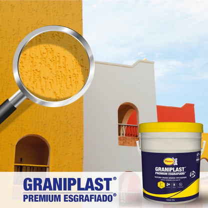 PINTURA TEXTURIZADA GRANO GRUESO TIPO RAYADO GRANIPLAST PREMIUM ESGRAFIADO 30401 BLANCO TANQUE 4 GL 30 KG
