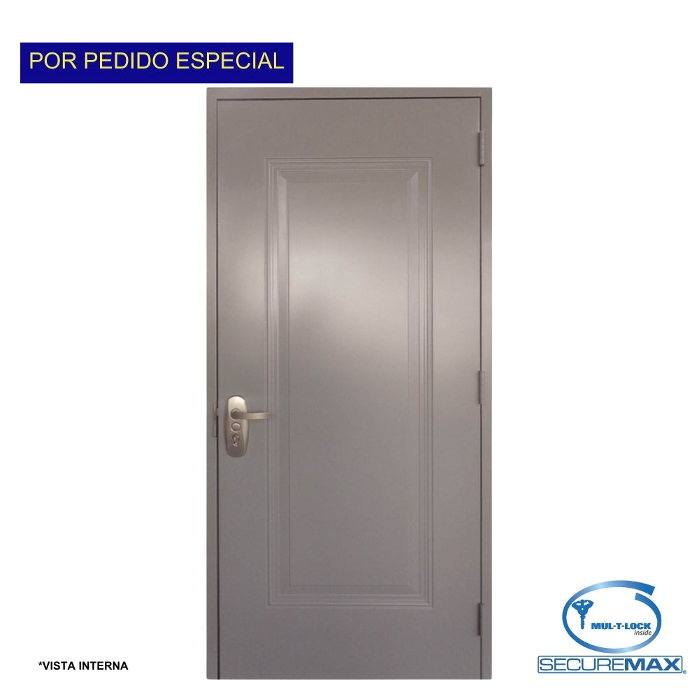 PUERTA DE SEGURIDAD 1 PANEL CON MARCO 3 PIES X 7 PIES GRIS IZQUIERDA CON CERRADURA PLATEADA SECUREMAX