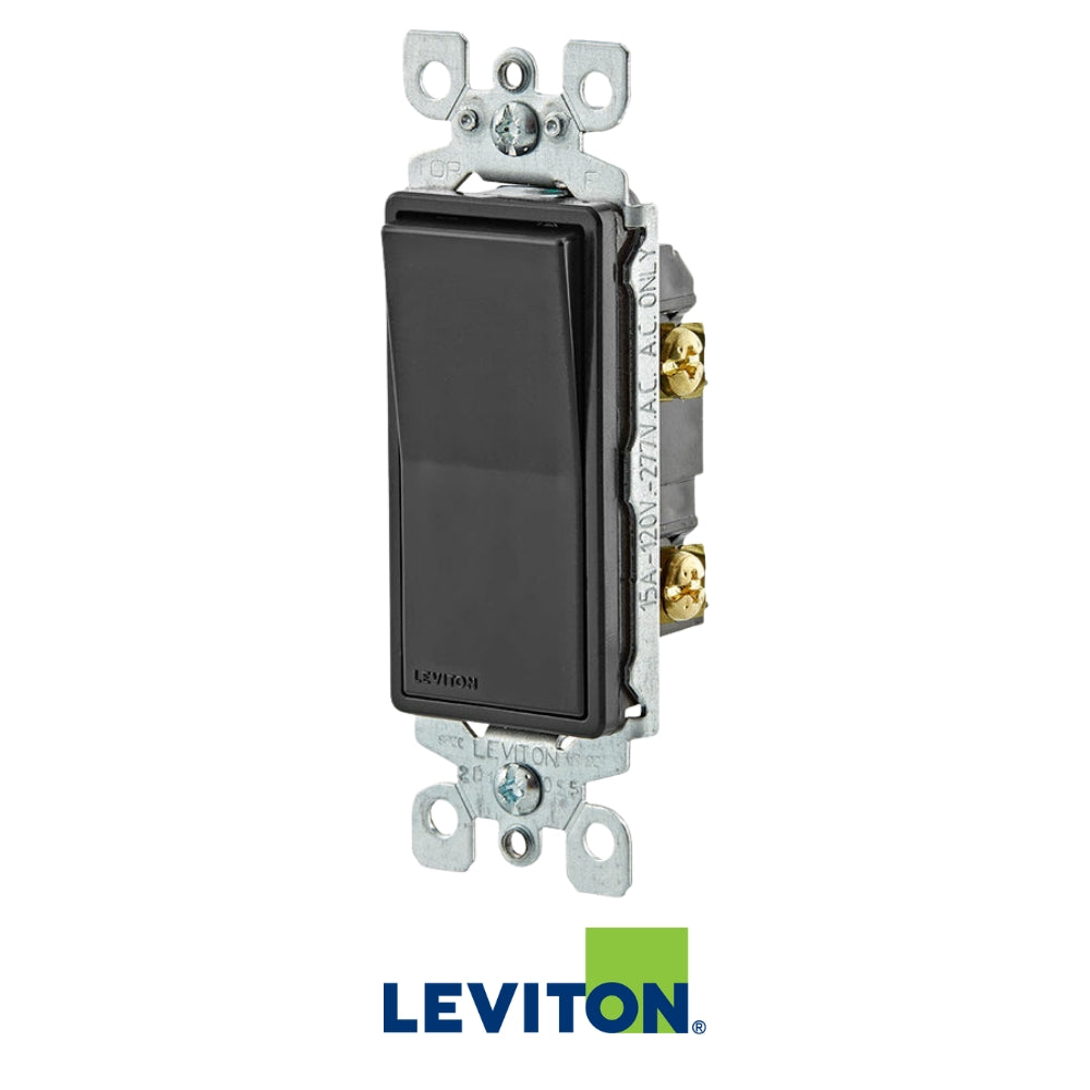 INTERRUPTOR SENCILLO DECORA NEGRO 120/277V 15A LEVITON