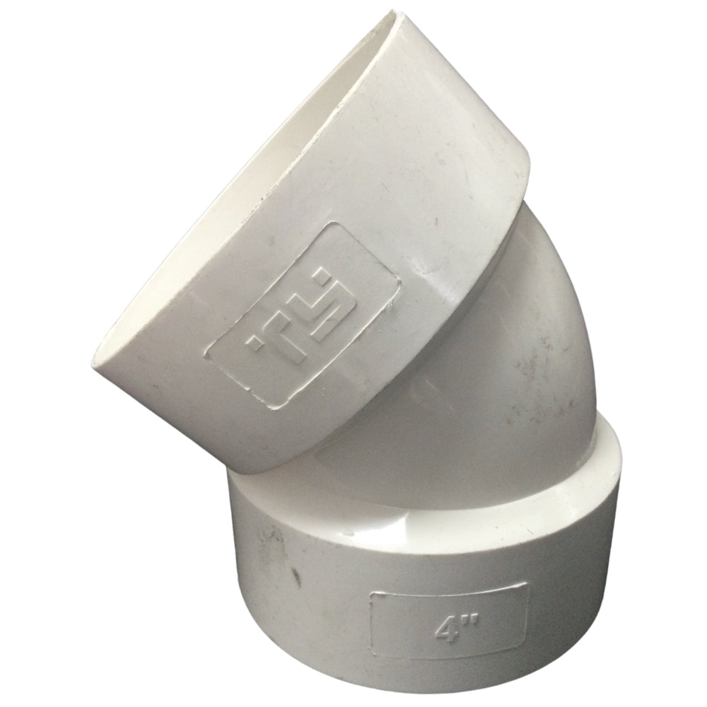 CODO 45° PVC DWV 100MM-4 IN SANITARIO LIVIANO C/C
