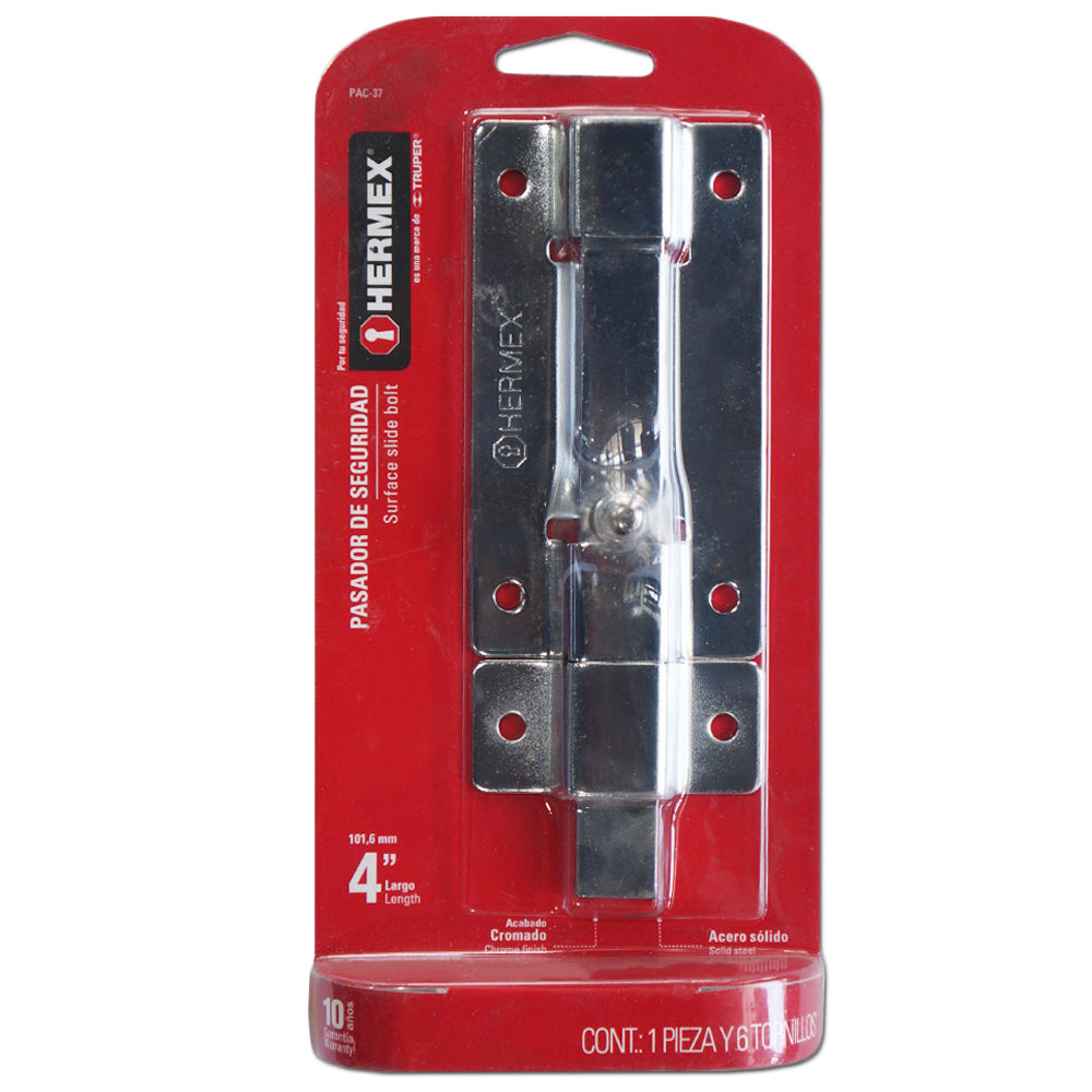 PICAPORTE CROMADO 4 PULGADAS 100mm HERMEX
