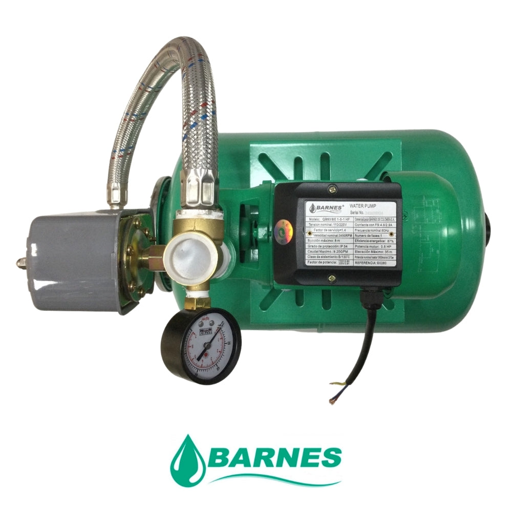 BOMBA DE AGUA PERIFERICA 110V/220V DE 0.5 HP CON TANQUE PRESION DE 24 L 1J2100