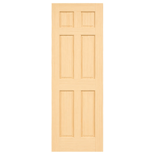 PUERTA PARA INTERIOR DE PINO SIN NUDOS COLONIAL 6 PANELES (2X7)