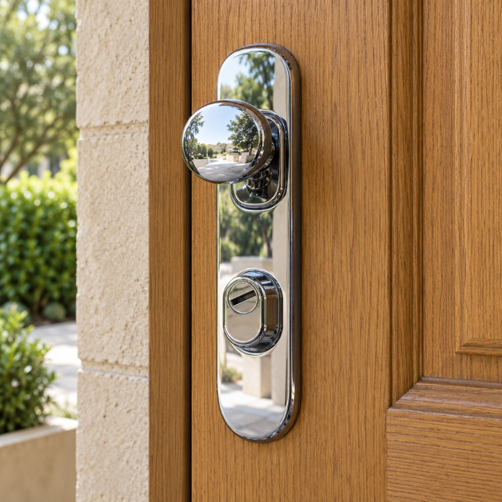 MANIGUETA CON CUBRE CILINDRO PARA PUERTA MULTIPUNTOS PLATEADA IZQUIERDA SECURE