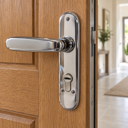 MANIGUETA CON CUBRE CILINDRO PARA PUERTA MULTIPUNTOS PLATEADA IZQUIERDA SECURE