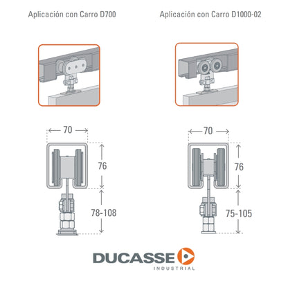 RIEL GALVANIZADO U-700 DE 6M PARA PORTONES DUCASSE
