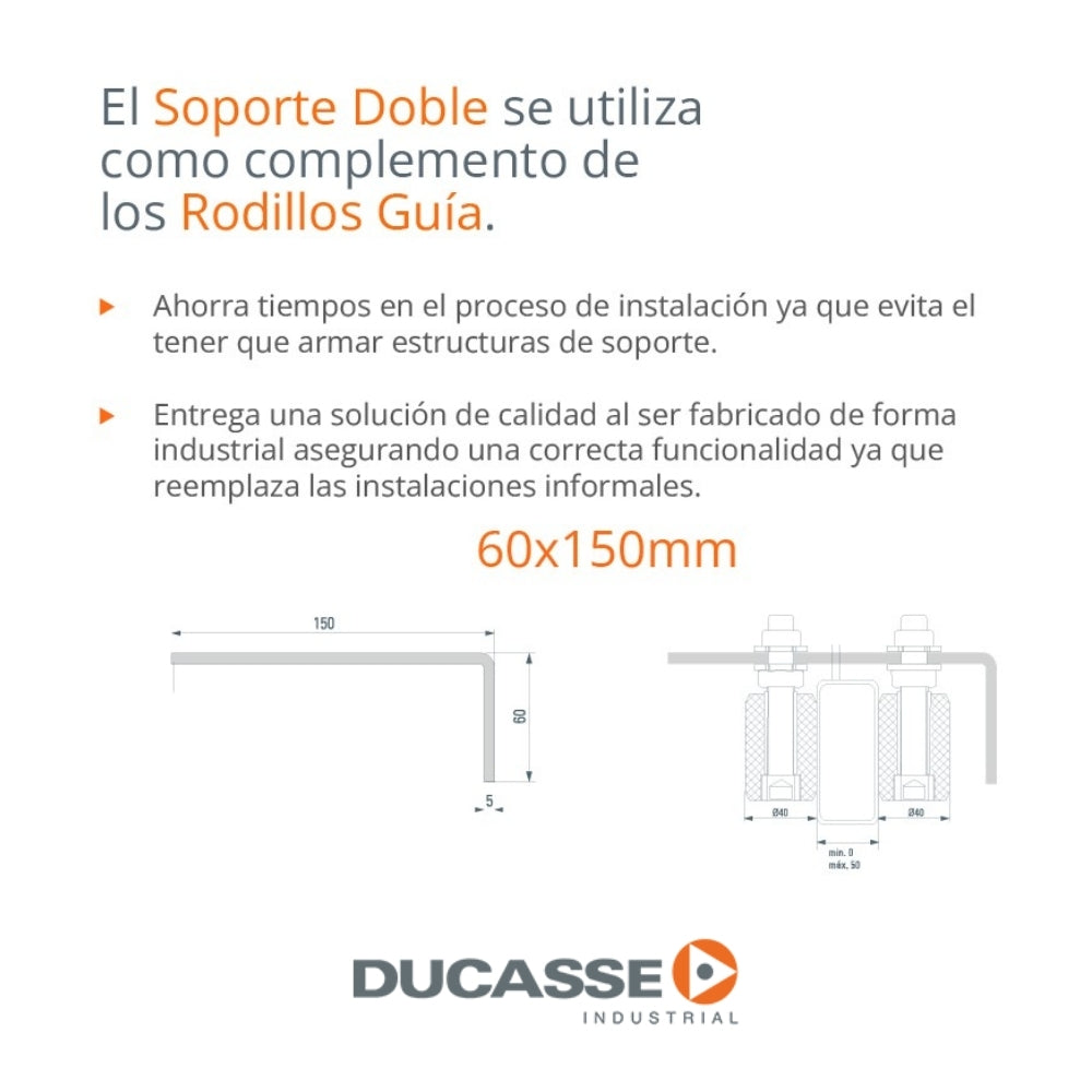 SOPORTE DOBLE PARA PORTÓN 60MMX150MM DUCASSE