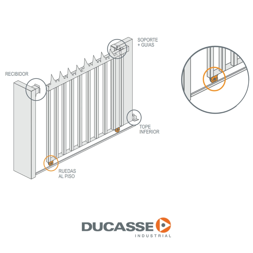 RUEDA CON BASE PARA PORTONES DE 70 MM