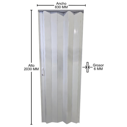 PUERTA PLEGABLE PVC 2030×830x6mm BLANCO (F6101W1)