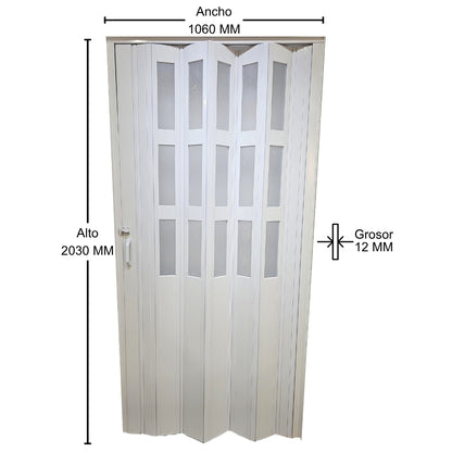 PUERTA PLEGABLE PVC 2030X1060X12MM BLANCA MITAD VIDRIO Y PVC (F12K07W3)