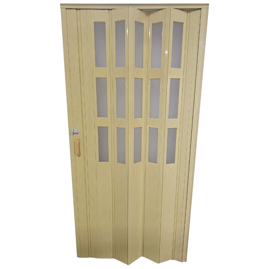PUERTA PLEGABLE PVC 2030X1060X12MM BEIGE MITAD VIDRIO Y PVC (F12K07B3)