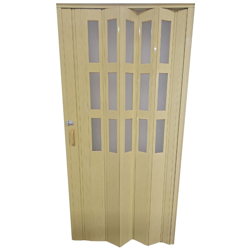 PUERTA PLEGABLE PVC 2030X1060X12MM BEIGE MITAD VIDRIO Y PVC (F12K07B3)