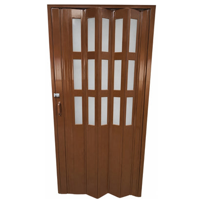 PUERTA PLEGABLE PVC 2030X1060X12MM CHOCOLATE MITAD VIDRIO Y PVC (F12K07DB3)