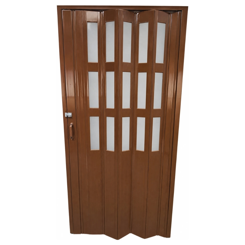 PUERTA PLEGABLE PVC 2030X1060X12MM CHOCOLATE MITAD VIDRIO Y PVC (F12K07DB3)