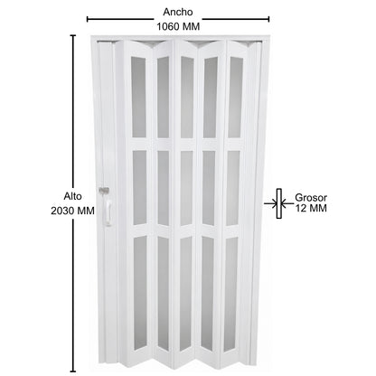 PUERTA PLEGABLE PVC 2030X1060X12MM BLANCA FULL VIDRIO (F1219W3)