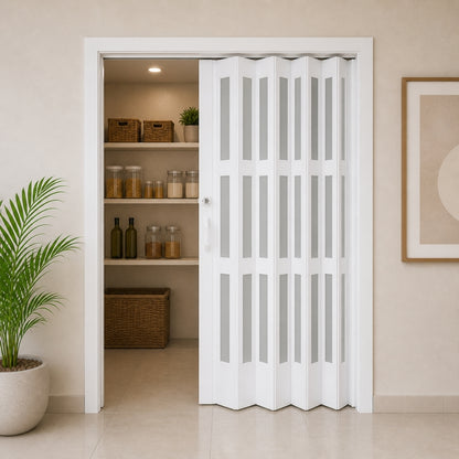 PUERTA PLEGABLE PVC 2030X1060X12MM BLANCA FULL VIDRIO (F1219W3)