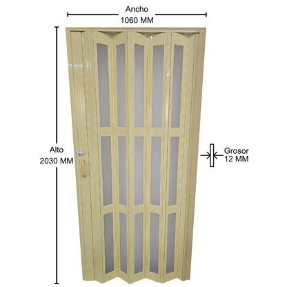PUERTA PLEGABLE PVC 2030X1060X12MM BEIGE FULL VIDRIO (F1219B3)