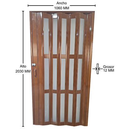 PUERTA PLEGABLE PVC 2030X1060X12MM BCHOCOLATE FULL VIDRIO (F1219DB3)