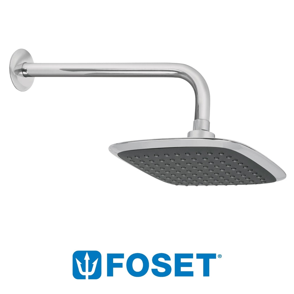 REGADERA COMPLETA CABEZA CUADRADA METAL 8 PULGADAS FOSET