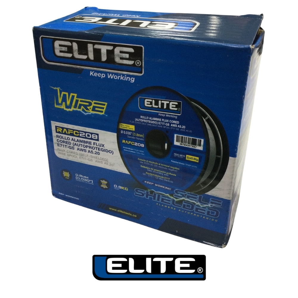 ROLLO ALAMBRE FLUX CORED (AUTOPROTEGIDO) E71T-GS 100mm 2Lb (0,9KG) 0,8MM (0.030) ELITE