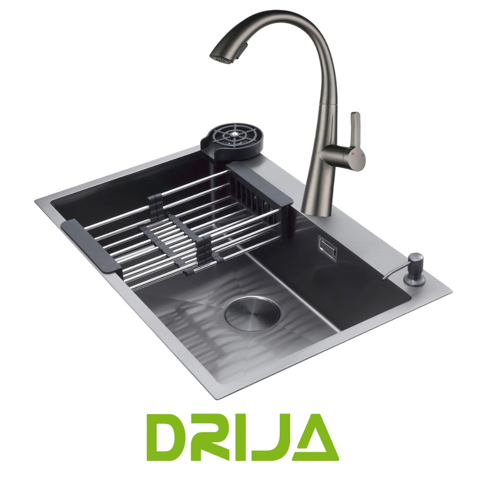 FREGADOR SENCILLO DE ACERO INOXIDABLE SATINADO 76CM DE LUJO (BOLONIA 76)