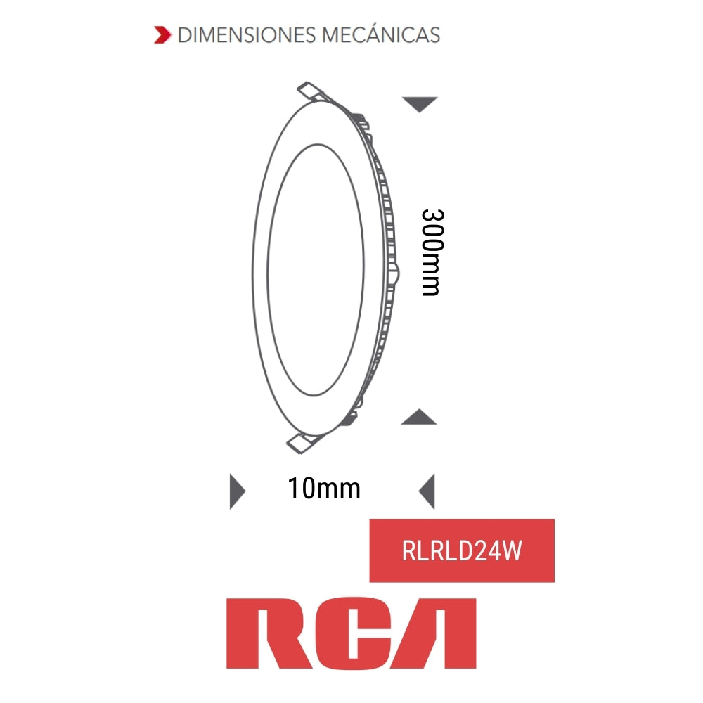 PANEL LED EMPOTRABLE REDONDA 24W LUZ BLANCA 6500k 85-277V RCA (RLRLD24W)