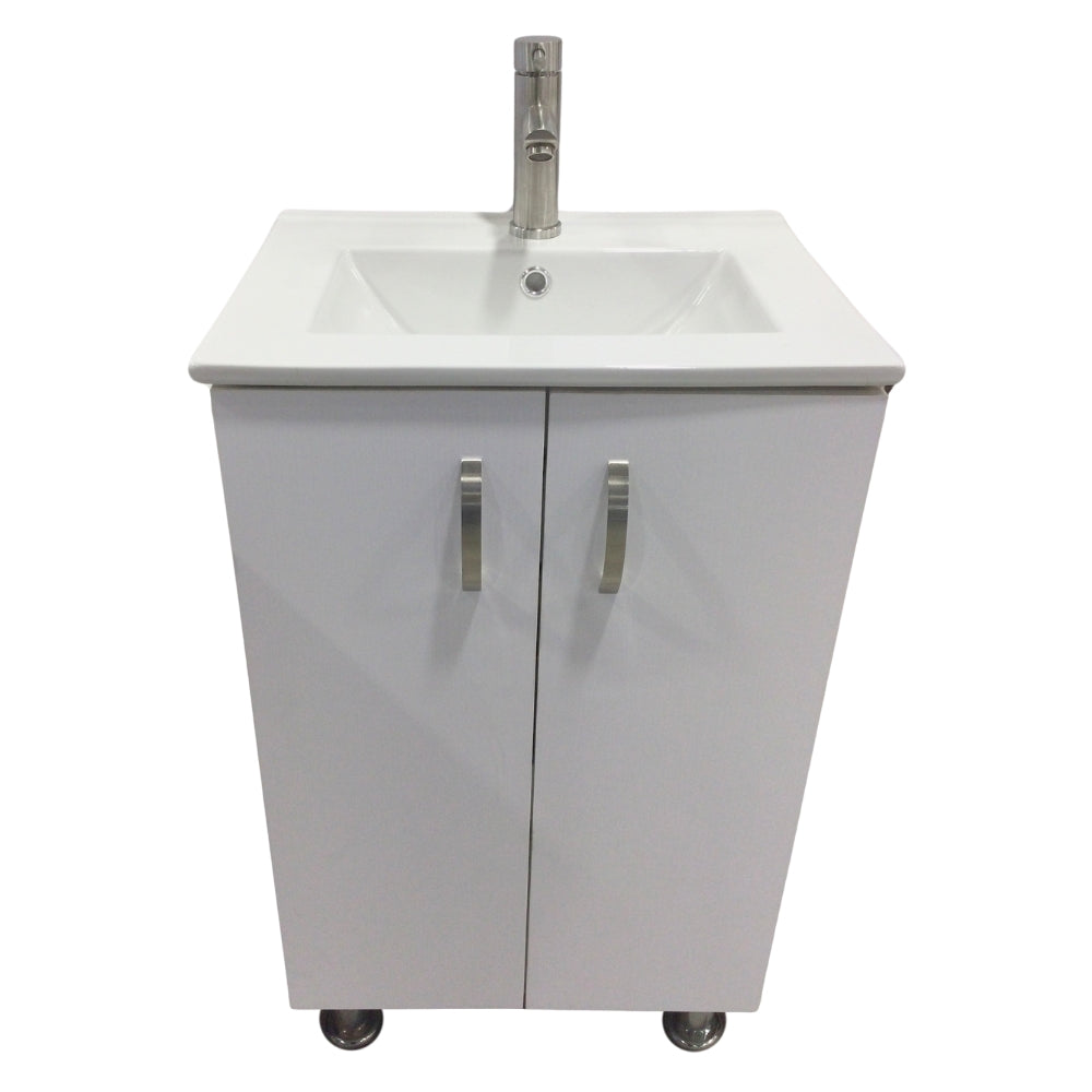 MUEBLE DE BANO CON LAVAMANOS Y GRIFERIA 2 PUERTAS 0.51*0.41*0.86 M COLOR BLANCO FB18011 MOD. YKL-V001 RH