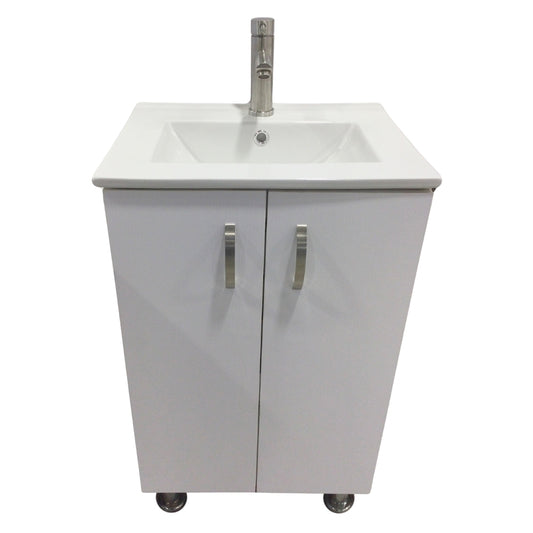 MUEBLE DE BANO CON LAVAMANOS Y GRIFERIA 2 PUERTAS 0.51*0.41*0.86 M COLOR BLANCO FB18011 MOD. YKL-V001 RH