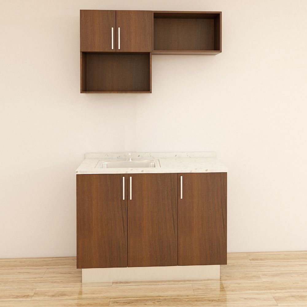 MUEBLE DE COCINA CON FREGADOR Y GABINETE AEREOS COLOR CHOCOLATE YKL-CG-03/TH2215 IZQUIERDO 1.20M