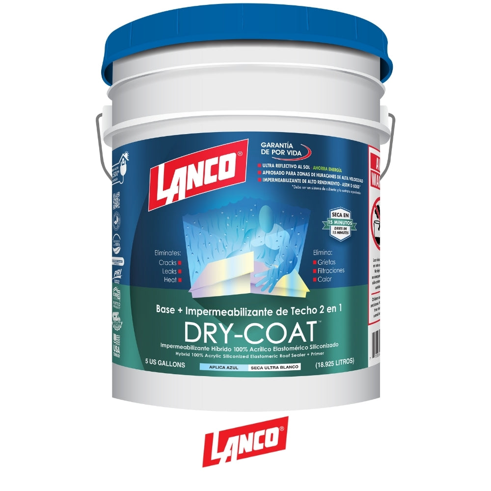 DRY COAT IMPERMEABILIZANTE DE TECHO 2 EN 1 BLANCO 5 GL  RC486-2 LANCO