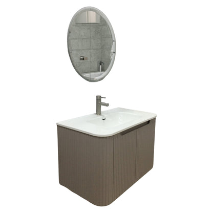 MUEBLE DE BAÑO DE PVC CON LAVAMANO Y GRIFERIA SIMMETRIA 80X46.5X50 CM INCLUYE  ESPEJO LED 60X60CM CAP120-80 KK KHAKI