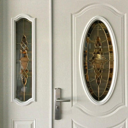 PUERTA MULTIPUNTOS GALVANIZADA BLANCA 1 PAÑO FIJO VIDRIO OVALADO 1500X2150MM DERECHA SECURE