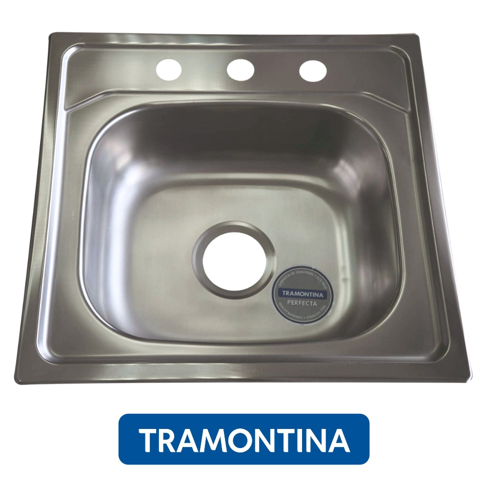 FREGADOR DE EMPOTRAR SENCILLO 21 PULGADAS X 20 PULGADAS TRAMONTINA