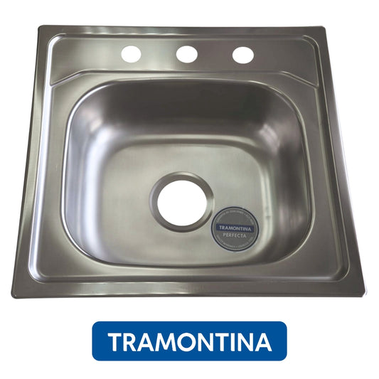 FREGADOR DE EMPOTRAR SENCILLO 21 PULGADAS X 20 PULGADAS TRAMONTINA