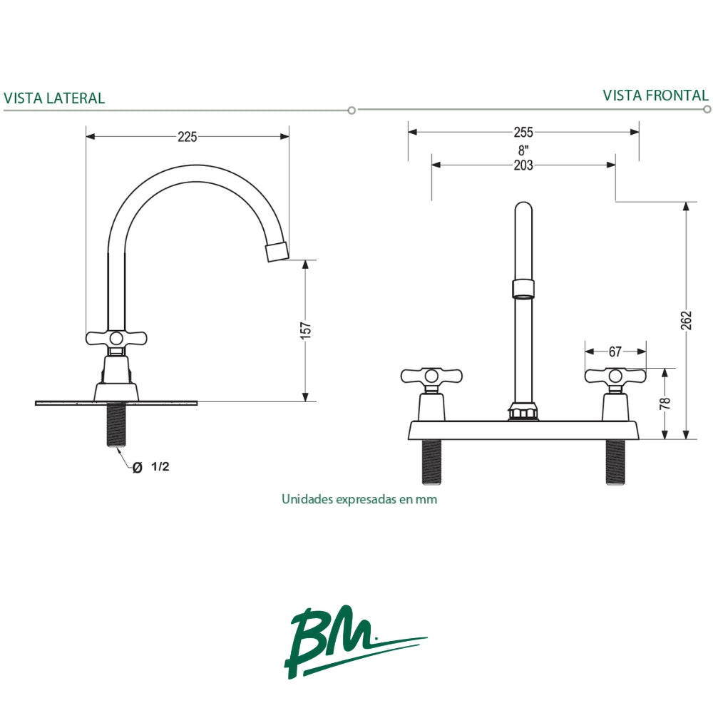 LLAVE PARA FREGADOR DE 8 PULGADAS MANIJA CRUZ IDEAL BM-C50104