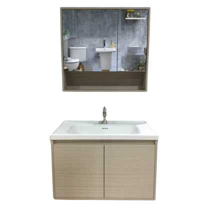 MUEBLE DE BAÑO DE PVC CON LAVAMANO Y GRIFERIA LRVIN 0.8X0.475X0.525 M INCLUYE BOTIQUIN CON ESPEJO 0.75X0.15X0.7 M CAP102-80 GLG